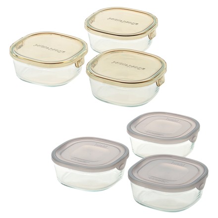 〈イワキ〉 パックアンドレンジ 角型3点セット（ブラウン）