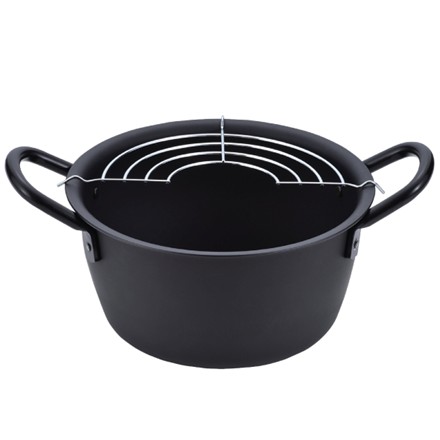 〈燕三〉 深型天ぷら鍋18cm（半月あみ付）