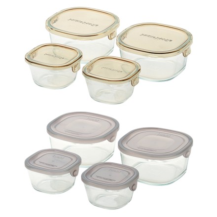 〈イワキ〉 パックアンドレンジ 角型4点セット（ブラウン）