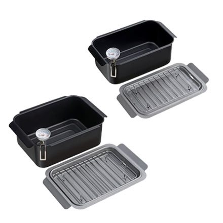 【ポコフリット】IH対応角型揚げ鍋ワイド（温度計・アミ付）