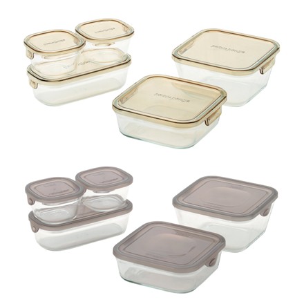 〈イワキ〉 パックアンドレンジ 角型5点セット（アッシュグレー）