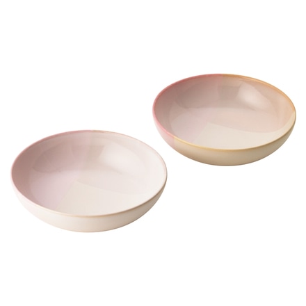 萩陶苑 ボウルLペア ピンク×ベージュ