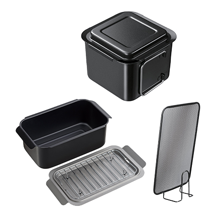 【ポコフリット】ＩＨ対応角型揚げ鍋3点セット