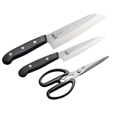 〈燕三〉 ステンレス包丁・キッチンはさみ3点セット（三徳包丁・ペティナイフ・キッチンはさみ）
