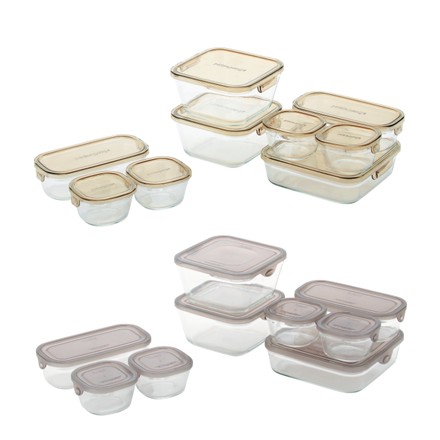 〈イワキ〉 パックアンドレンジ 角型9点セット（ブラウン）