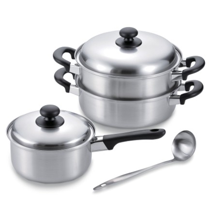 〈燕三〉 二段蒸し器24cm・片手鍋18cm〈お玉付〉