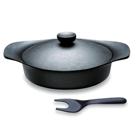 〈柳宗理〉 南部鉄器浅型22cm（鉄ふた・ハンドル付）