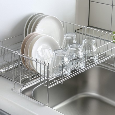 〈燕三〉 伸縮式水切りラック〈水受けトレー付〉