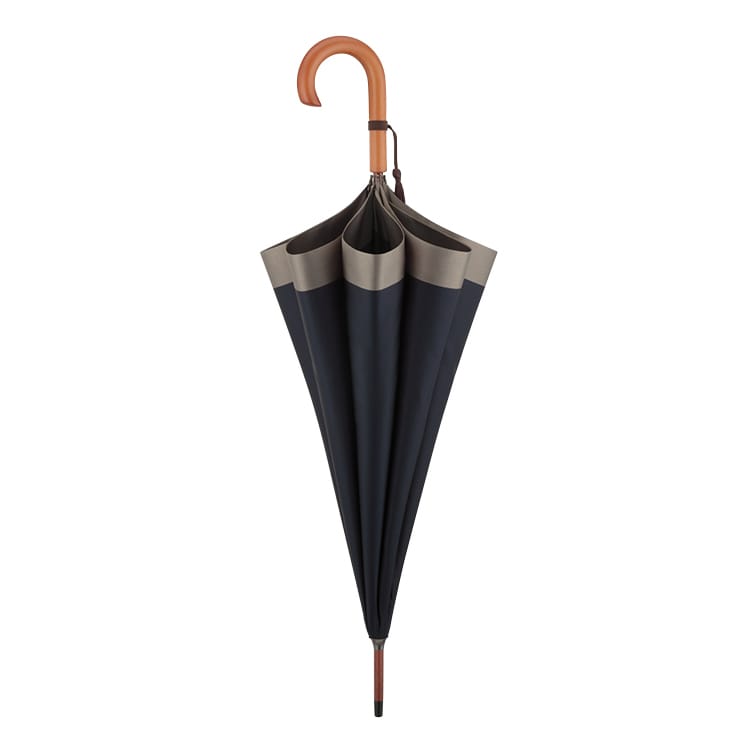 丸安洋傘 甲州織 樫棒手開き長傘(ネイビー/グレー)