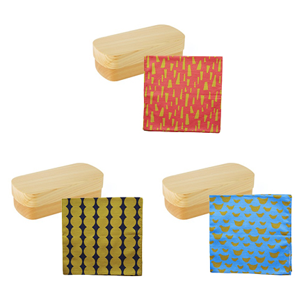 【角田清兵衛商店】紀州桧弁当箱typeS-4NA＆弁当包みセットﾓｸﾍﾝ