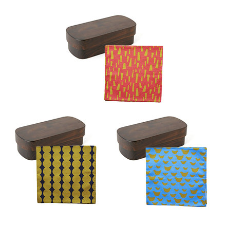 【角田清兵衛商店】紀州桧弁当箱typeS-4DBR＆弁当包みセットﾓｸﾍﾝ