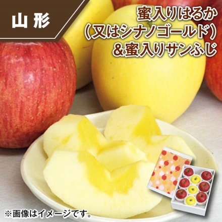 蜜入りはるか（又はシナノゴールド）＆蜜入りサンふじ 2kg（サンふじ3～6個、はるか又はシナノゴールド 2～3個）