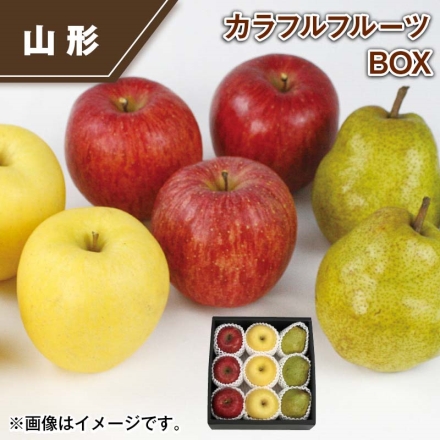 カラフルフルーツＢＯＸ 2.4kg（サンふじ・シナノゴールド又ははるか・ラ フランス 各3個）