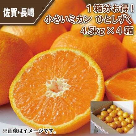 1箱分お得！小さいミカン ひとしずく4.5ｋｇ×4箱
