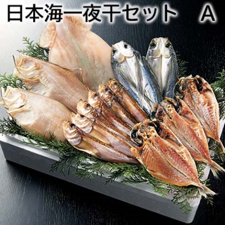 日本海一夜干セット Ａ 750g（干ハタハタ6～8尾、アジの開き3枚、干カレイ2～3枚、飛魚の開き2枚、イカ一夜干し1枚）