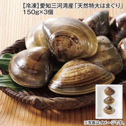 冷凍 愛知三河湾産「 天然特大はまぐり 」150ｇ×3個 送料込み