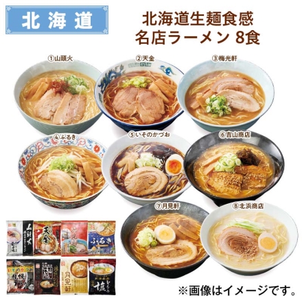 北海道生麺食感名店ラーメン 8食 送料込み
