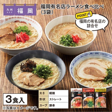 福岡有名店ラーメン食べ比べ 3食