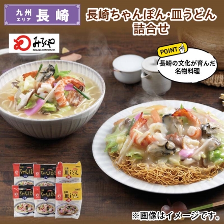 長崎ちゃんぽん・皿うどん詰合せ 長崎ちゃんぽん120g（半生めん100g・スープ12g・調理油8g）×4、長崎皿うどん96g（めん60g・スープ28g・調理油8g）×2 送料込み