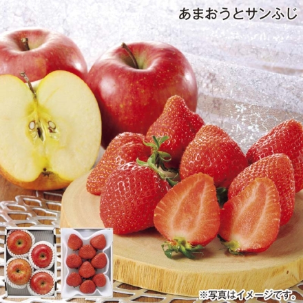 あまおうとサンふじ あまおう250g（6～12個）、サンふじ1kg（4個）