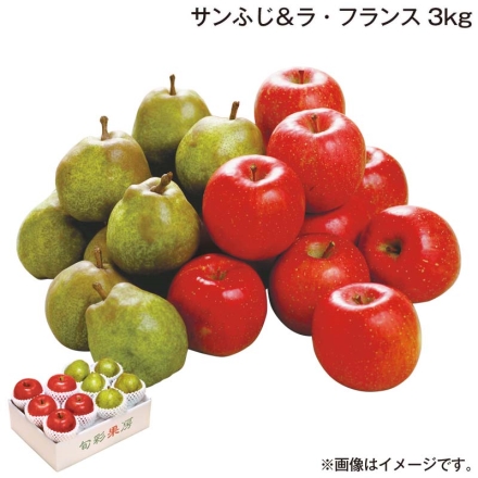 お歳暮のし付き サンふじ＆ラ・フランス 3ｋｇ