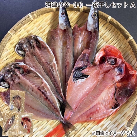 お歳暮のし付き 沼津の幸（Ｒ）一夜干しセット Ａ 真あじ・かます 各80g×2、金目鯛130g