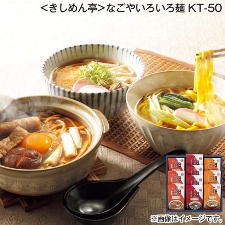 お歳暮のし付き ＜きしめん亭＞なごやいろいろ麺 ＫＴ－50 カレーうどん（めん100g、スープ35g）・みそ煮込うどん（めん100g、あじみそ45g） 各3、きしめん（めん100g、めんつゆ25g）×4