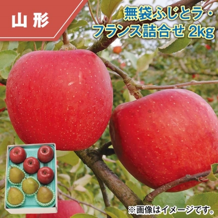 無袋ふじとラ・フランス詰合せ 2ｋｇ