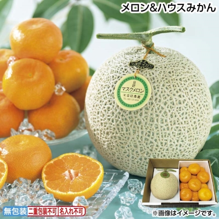 お中元のし付き メロン＆ハウスみかん マスクメロン1.2kg、ハウスみかん1.4kg（L:12個） 御中元 夏ギフト ギフト 贈答