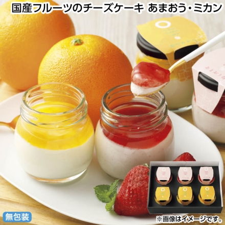 お中元のし付き 国産フルーツのチーズケーキ あまおう・ミカン あまおう苺・温州みかん 各3個 御中元 夏ギフト ギフト 贈答