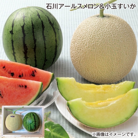 お中元のし付き 石川アールスメロン＆小玉すいか 石川アールスメロン1.3kg、小玉すいか1kg 御中元 夏ギフト ギフト 贈答