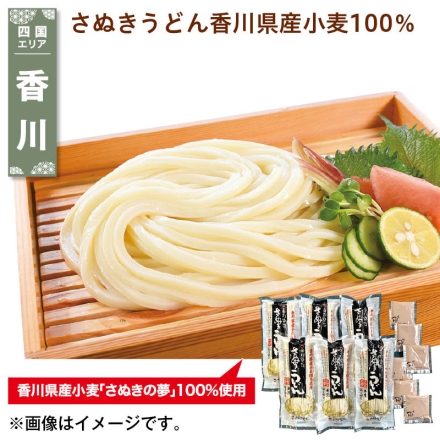 さぬきうどん香川県産小麦100％ 半生めん300g（3人前）・つゆ35ml 各6 送料込み