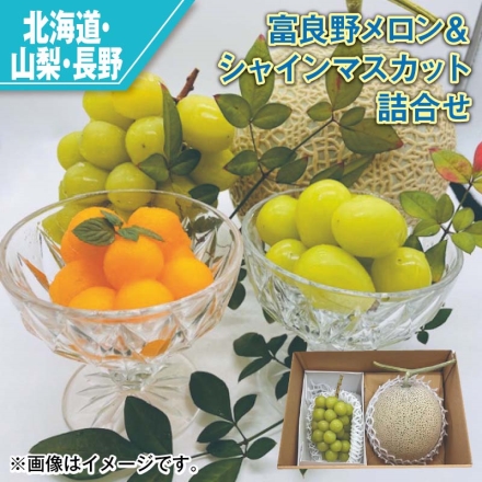 富良野メロン＆シャインマスカット詰合せ メロン1.2kg・シャインマスカット400g 各1