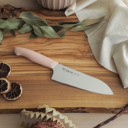 Wisteria 本刃付けカラーハンドル庖丁 三徳170mm ピンク FC-681 6610681　包丁