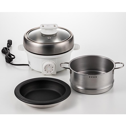 プチ・プレジール 電気ミニグリル鍋（スチーマー付） PGN-100S(W) 7140404 ホワイト