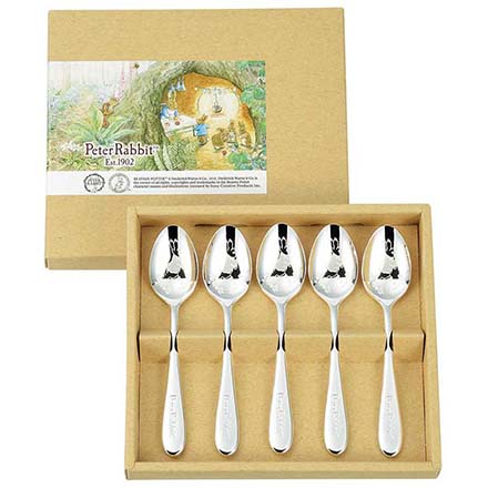 ピーターラビット カトラリー 皿中レーザーシリーズ ティースプーン（銀仕上）5本セット 11060250 PR-0250 新潟燕三条