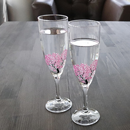 冷感シャンパングラス 桜 ペア2個セット