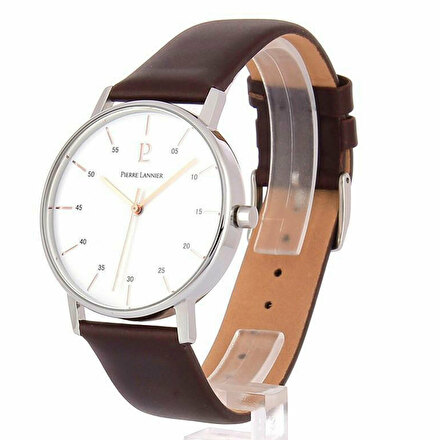 Pierre Lannier （ピエールラニエ) シティライン レザーベルトウォッチ ホワイト