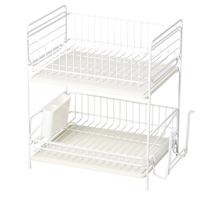 スキット 珪藻土トレー水切りラック2段 (ホワイト) HB-4987
