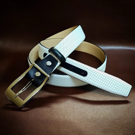 BRAMA DOVE パンチング レザー ベルト ホワイト 35mm BD-CS-BK4SN3