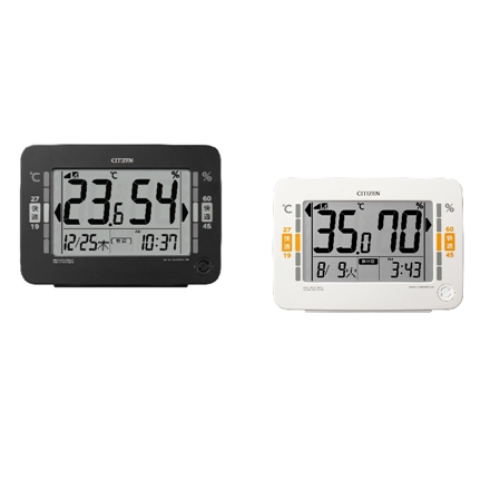 シチズン 新環境目安表示付き 高精度デジタル温湿度計 黒 8RZ232-002