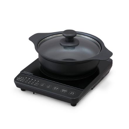 アイリスオーヤマ IHコンロ鍋セット 1000W ブラック IHKP-T39220-B