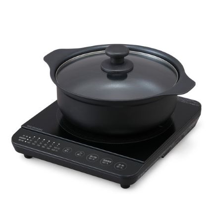 アイリスオーヤマ IHコンロ鍋セット 1400W ブラック IHKP-T39124-B