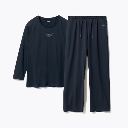 TENTIAl ネイビーロングスリーブTシャツとパンツセット BAKUNE Dry Men's 上下セット（半袖Tシャツ・ロングパンツ