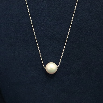 あこや真珠9mm珠スルーペンダント シルバー（ ロジウムメッキ）