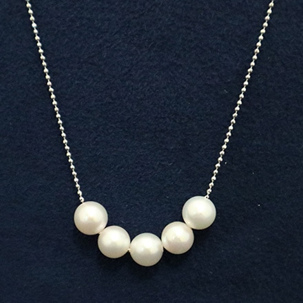 あこや真珠6mm珠ラインペンダント シルバー（ロジウムメッキ）