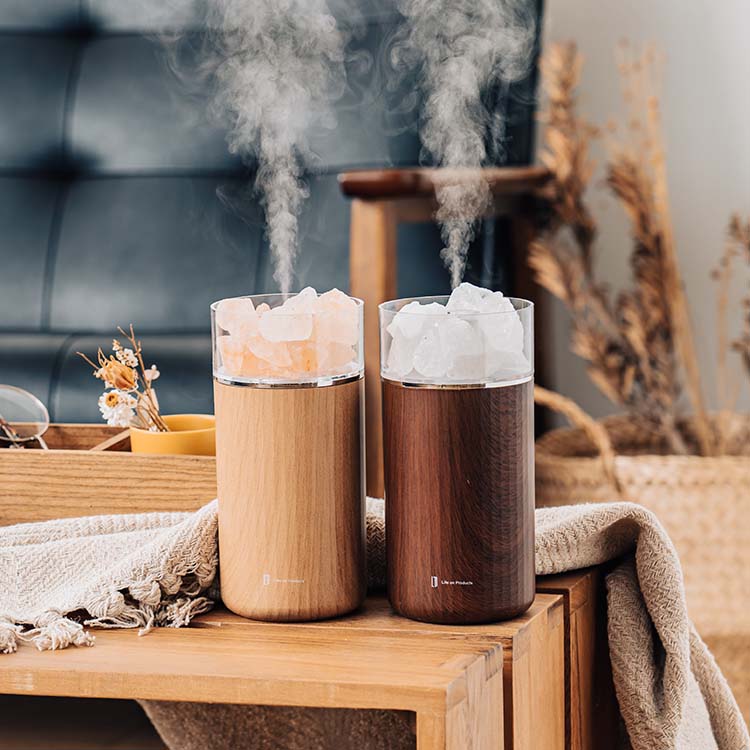 Life on Products ライフオンプロダクツ アロマストーンコードレス加湿器 ライト機能付 ダークブラウン LCAHF002