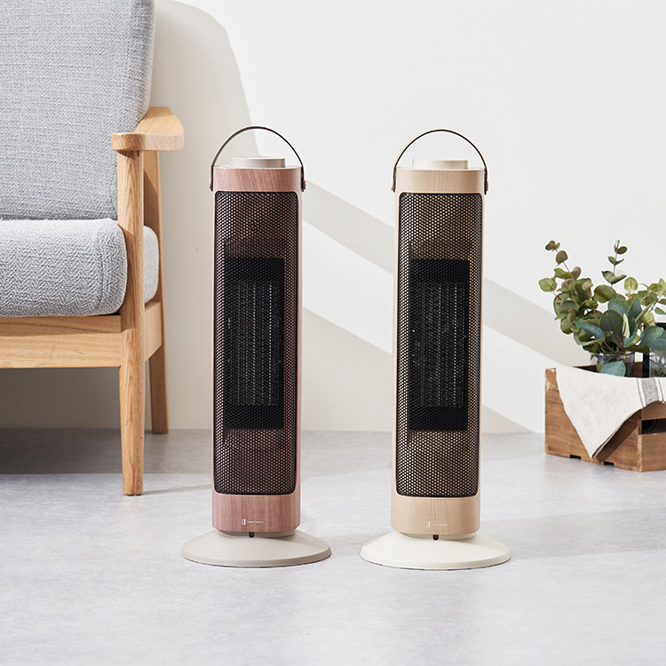 Life on Products ライフオンプロダクツ タワー型セラミックファンヒーター&ファン -Premium WOOD- グレージュウッド LCAWA006