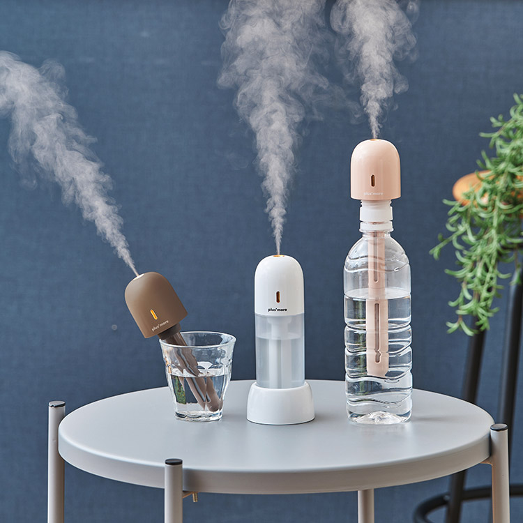 plusmore プラスモア 充電式3WAYポータブル加湿器スタンド付 ペールレッド PBAHF006