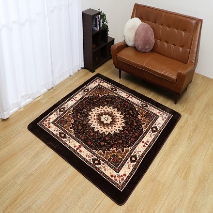 ふっくらボリュームホットカーペットカバー「ＤＸメルティ」 185×185ｃｍ ブラウン